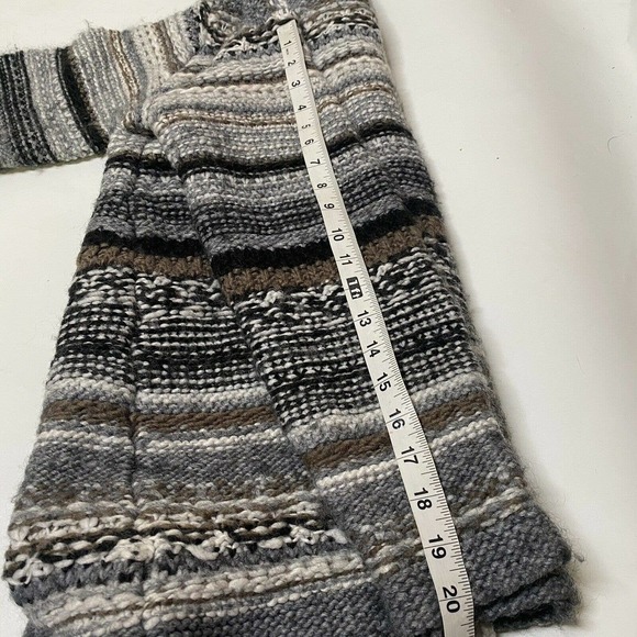 J Jill Sz S Gray Black Brown Striped Wool Alpaca Open Cardigan Sweater Lagenlook - Picture 10 of 10